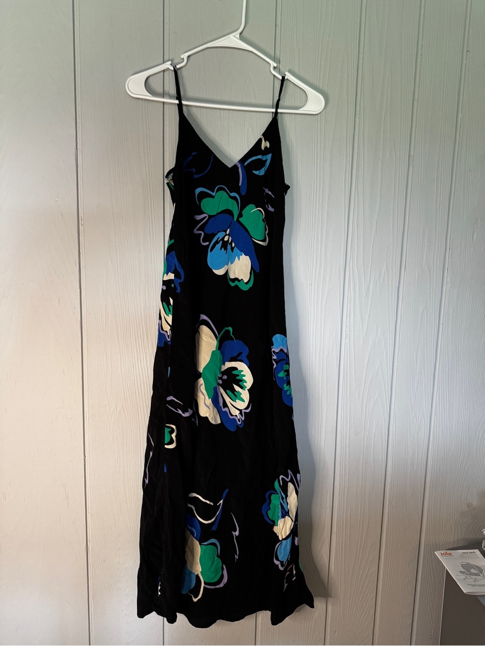 GAP Black Maxi Dress with Blue, Green & Cream Floral Print